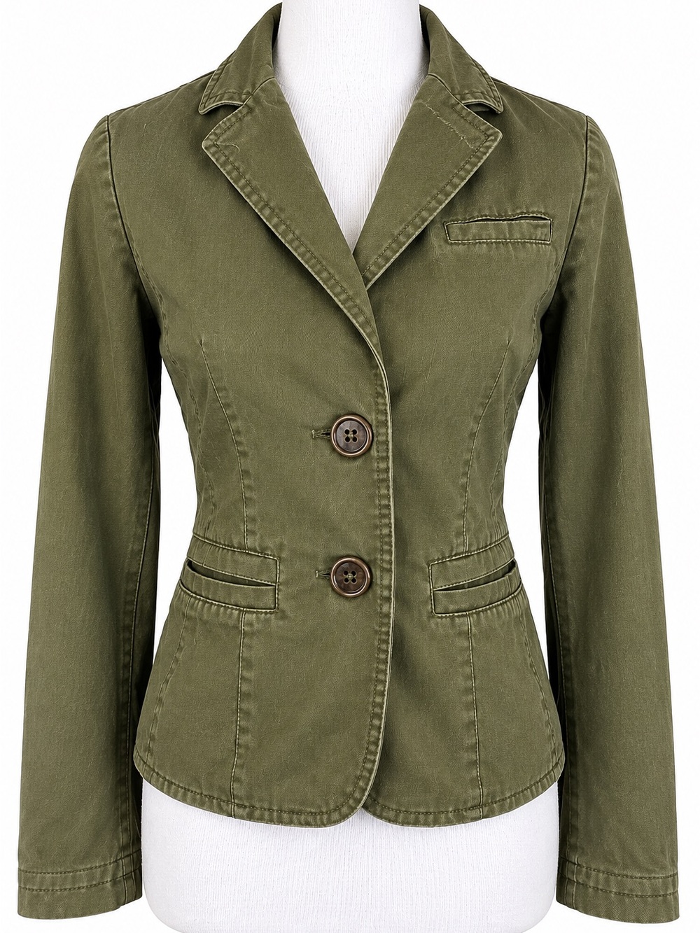 Zara Womenās S Olive Green Fitted Military Utility Jacket 100% Cotton Y2K
